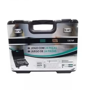 JOGO DE SOQUETES ENCAIXE 1/2 POL. COM 24 PCS STELS