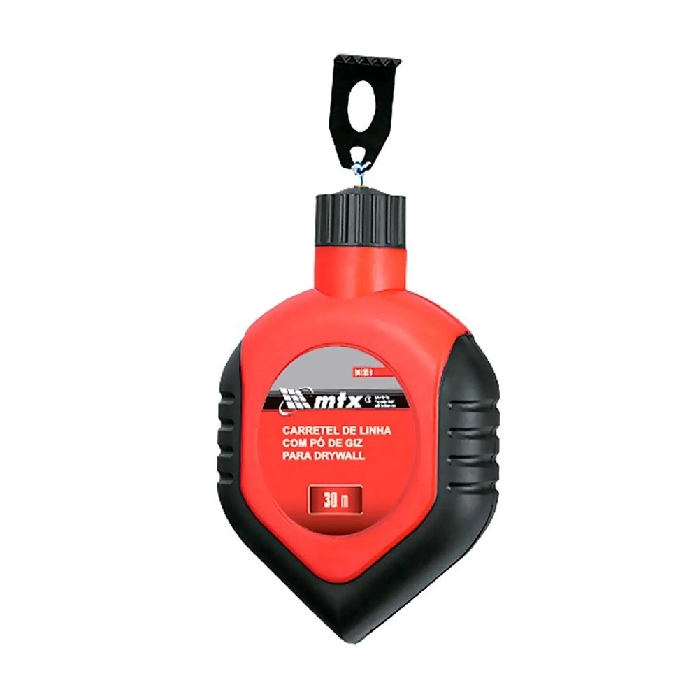 CARRETEL DE LINHA COM GIZ PARA DRYWALL 30M E TUBO COM GIZ DE 115G, COR VERMELHO MTX