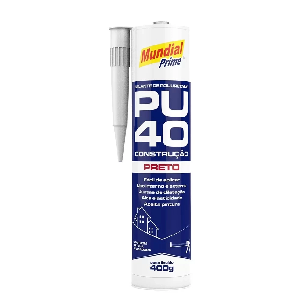 ADESIVO SELANTE PU CONSTRUCAO PU 40 400GR PRETO - MUNDIAL PRIME