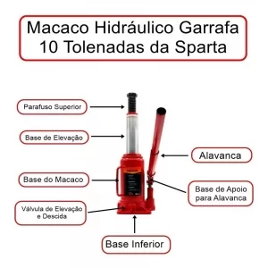 MACACO HIDRAULICO TIPO GARRAFA 10 TON - SPARTA