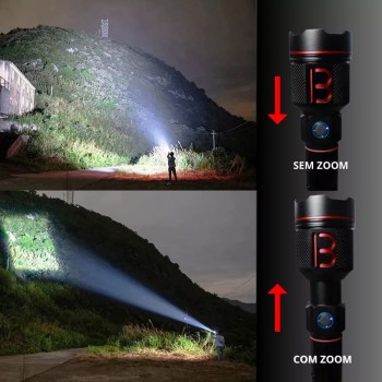LANTERNA MANUAL LED E BATERIA RECARREGAVEL BM8503 B-MAX