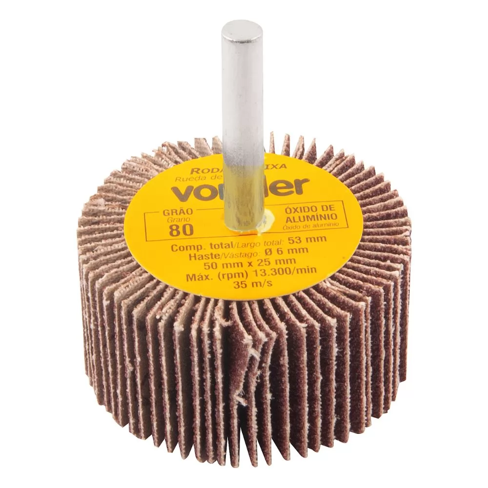 RODA DE LIXA  50 X 20 MM C/HASTE G. 80 - VONDER