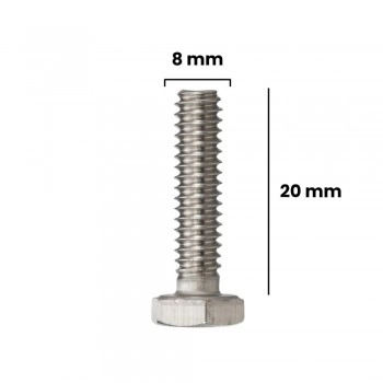 PARAFUSO SEXTAVADO 8 X 20MM MA ACO 8.8 (CX 100 UNIDADES)
