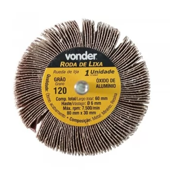RODA DE LIXA 80 X 30 MM C/HASTE G120 VONDER