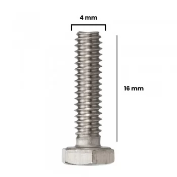 PARAFUSO SEXTAVADO 4 X 16MM MA INOX (CX 100 UNIDADES)