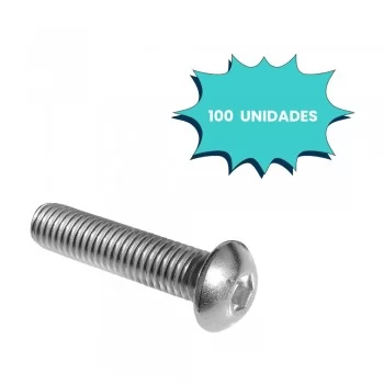 PARAFUSO ALLEN C/ CABECA ABAULADA 4 X 10MM MA ACO INOX (CX 100 UNIDADES)