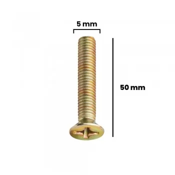 PARAFUSO MAQUINA CHATA PHILLIPS M5 X 50MM BICROMATIZADO (CX 100 UNIDADES)