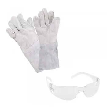 KIT INVERSORA DE SOLDA + ESMERILHADEIRA ANGULAR + OCULOS DE PROTECAO E LUVA DE RASPA
