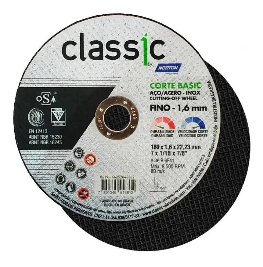 DISCO DE CORTE 180,0X1,6X22,23 NORTON CLASSIC