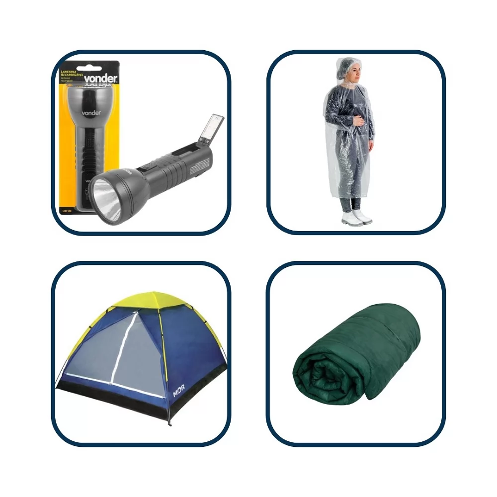 KIT PARA ACAMPAMENTO 2 COM 4 ITENS
